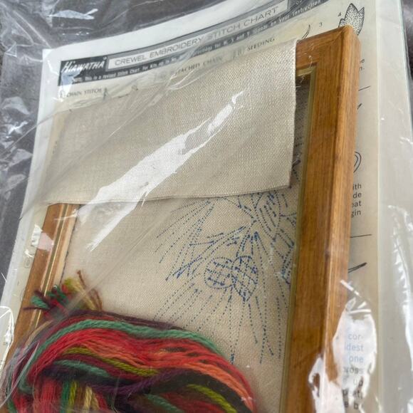 Vintage Crewel Embroidery Kit Red Cardinals Picture NOS Pinecone 1960s Hiawatha - Picture 8 of 12